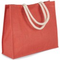 Grand sac shopping en toile de jute teinte, fermeture par scratch