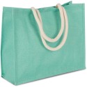 Grand sac shopping en toile de jute teinte, fermeture par scratch