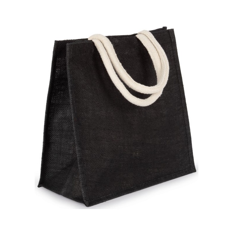 Grand sac cabas en toile de jute avec poignées en coton, 14 litres