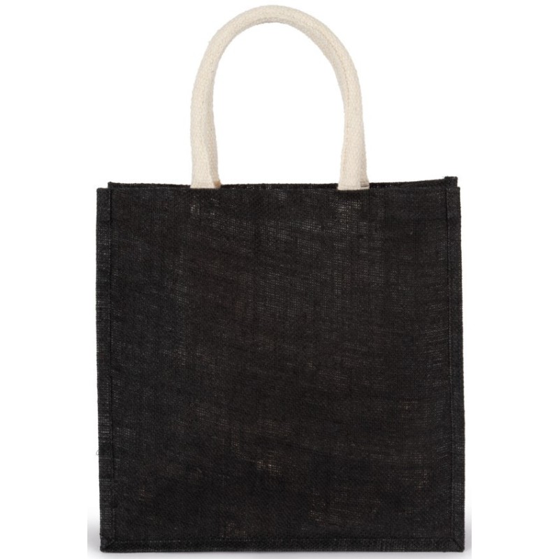 Grand sac cabas en toile de jute avec poignées en coton, 14 litres