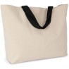 Sac shopping XXL en coton avec anses colorées, 310 g/m²