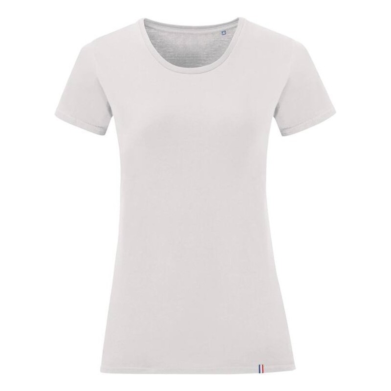 T-shirt femme coton épais BIO origine France garantie et NO LABEL, 190 g/m²