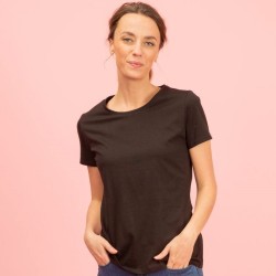 T-shirt femme coton épais BIO origine France garantie et NO LABEL, 190 g/m²