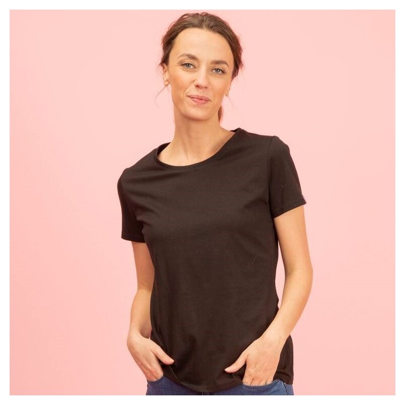T-shirt femme coton épais BIO origine France garantie et NO LABEL