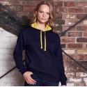 Sweat à capuche bicolore, passage écouteurs, 280 g/m²