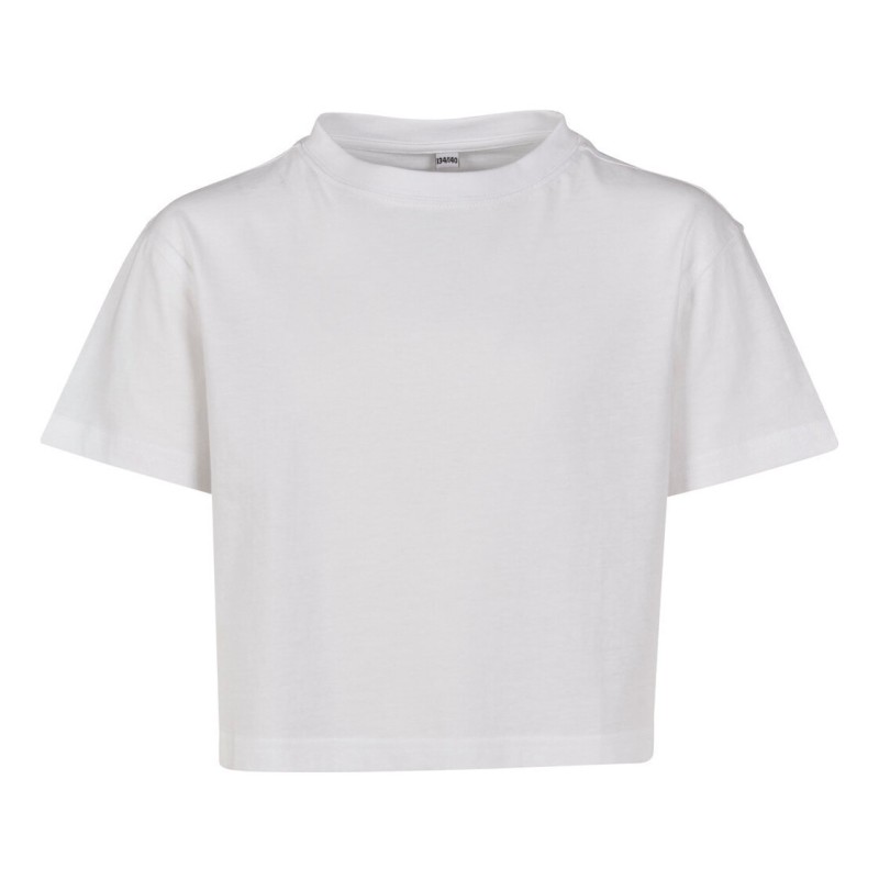 T-shirt crop-top fille coton, manches courtes, col rond, 200 g/m²