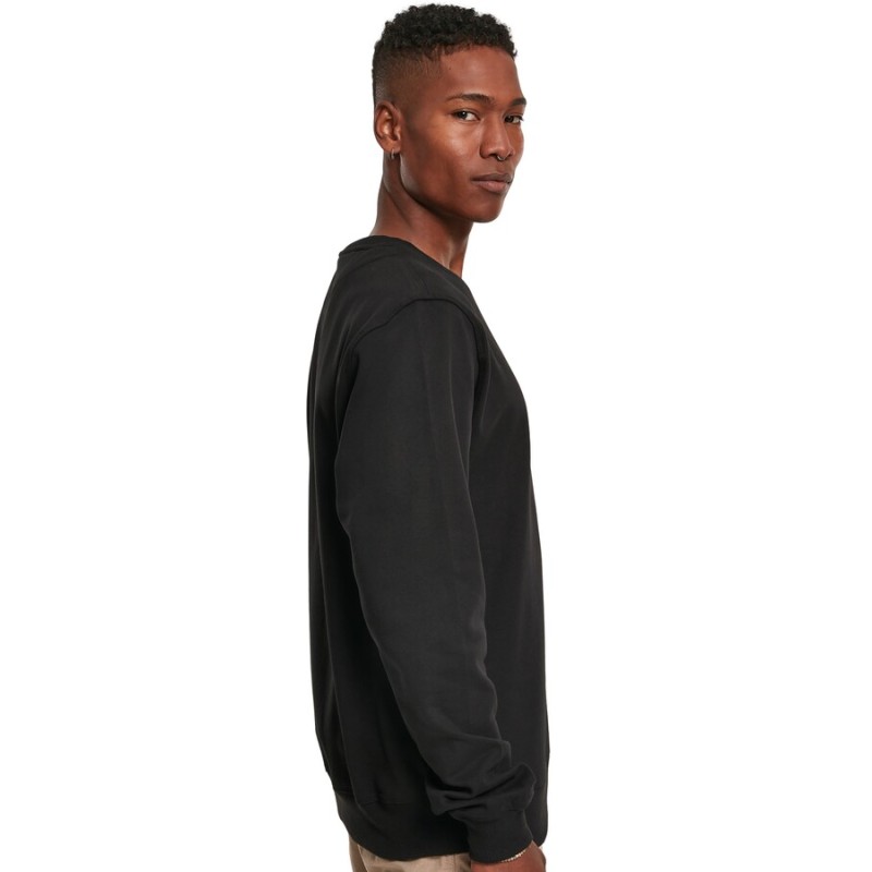 Sweat col rond premium coton, bords côtelés larges, 280 g/m²