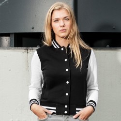 Veste college femme sweat, boutons-pression, poches latérales, 300 g/m²