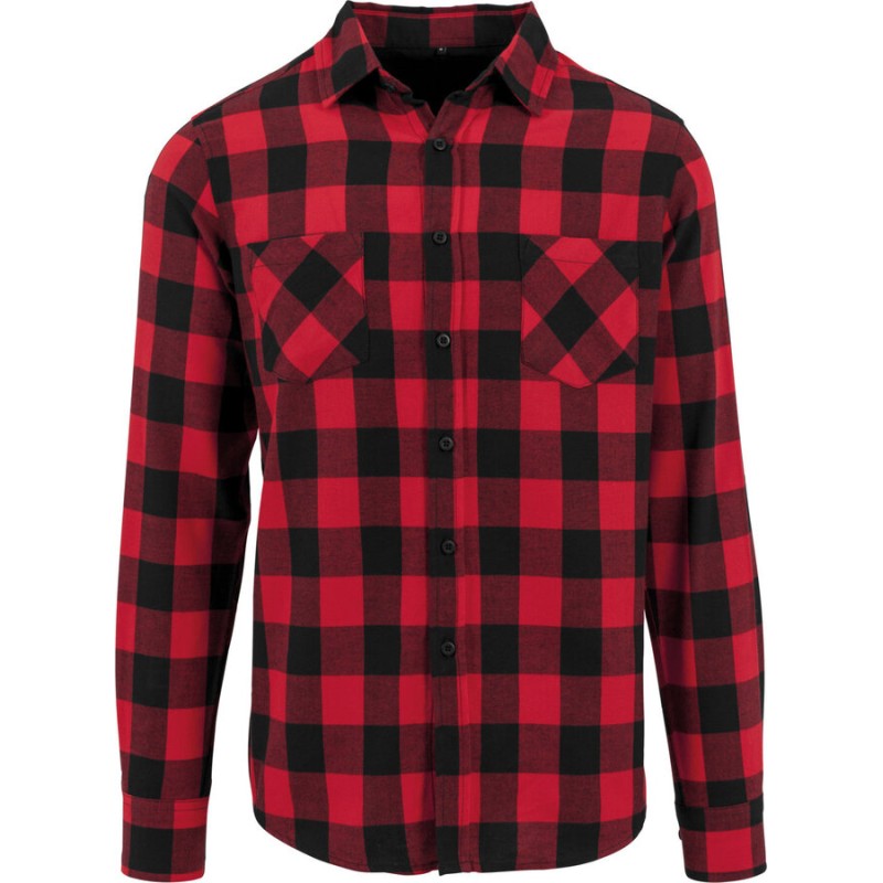 Chemise en coton flanelle à carreaux tendance, 2 poches poitrine, NO LABEL