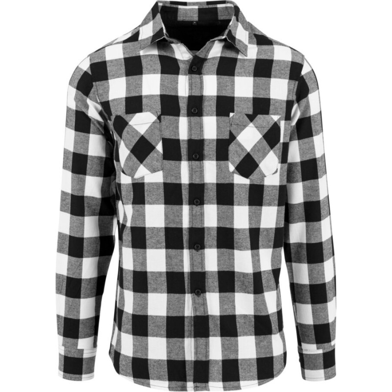 Chemise en coton flanelle à carreaux tendance, 2 poches poitrine, NO LABEL