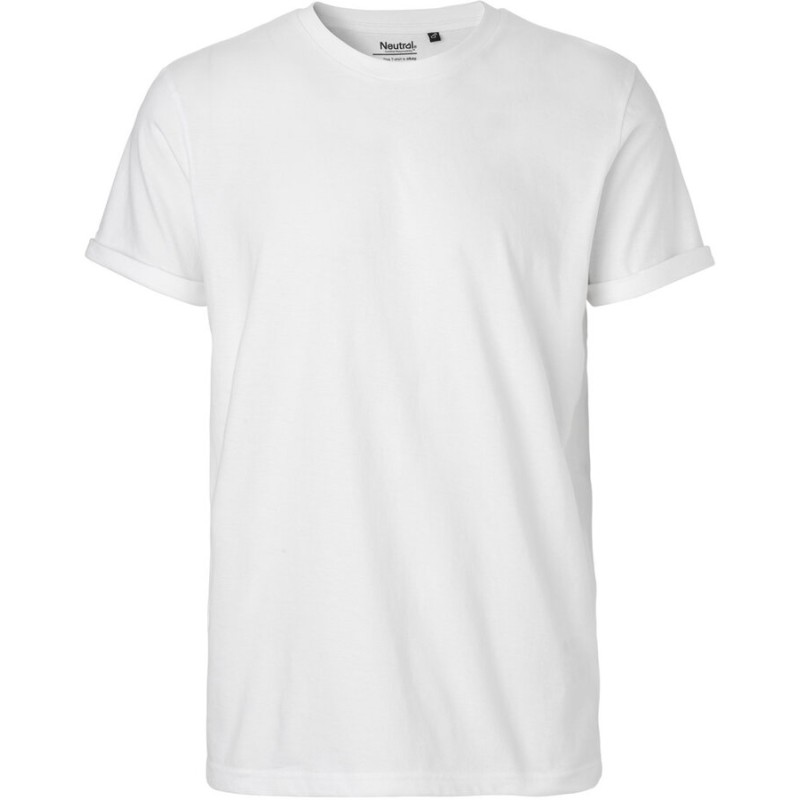 T-shirt homme manches retroussées en coton BIO commerce équitable, 155 g/m²