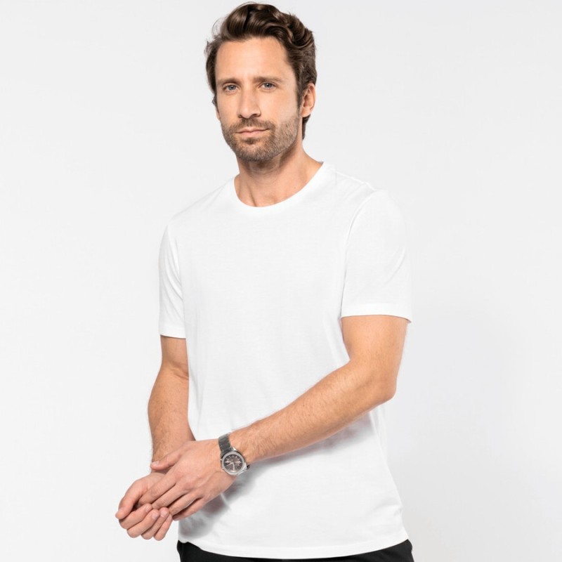 T-shirt homme coton Supima premium col rond manches courtes, 190 g/m²