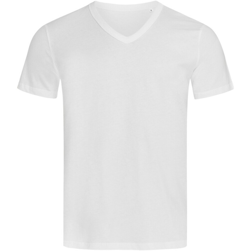 T-shirt homme col V côtelé en coton ringspun NO LABEL, 160 g/m²