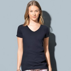 Tee-shirt femme col V large près du corps NO LABEL, 170 g/m²