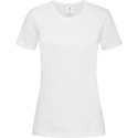 Tee-shirt femme col rond coupe ajustée manches courtes, 155 g/m²