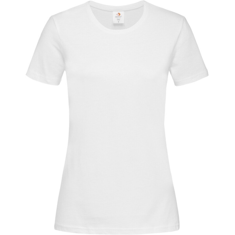 Tee-shirt femme col rond coupe ajustée manches courtes, 155 g/m²