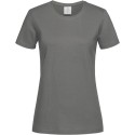 Tee-shirt femme col rond coupe ajustée manches courtes, 155 g/m²