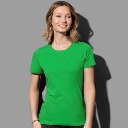 Tee-shirt femme col rond coupe ajustée manches courtes, 155 g/m²