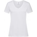 Tee-shirt femme col V coupe ajustée manches courtes, 155 g/m²