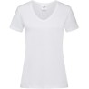 Tee-shirt femme col V coupe ajustée manches courtes, 155 g/m²