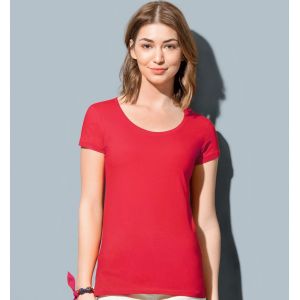 T-shirt femme cintré col rond côtelé en coton ringspun NO LABEL, 145 g/m²