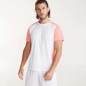T-shirt de sport homme respirant tissu polyester bicolore, 135 g/m²