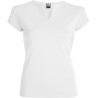 T-shirt femme col V près du corps en coton et élasthanne, 200 g/m²