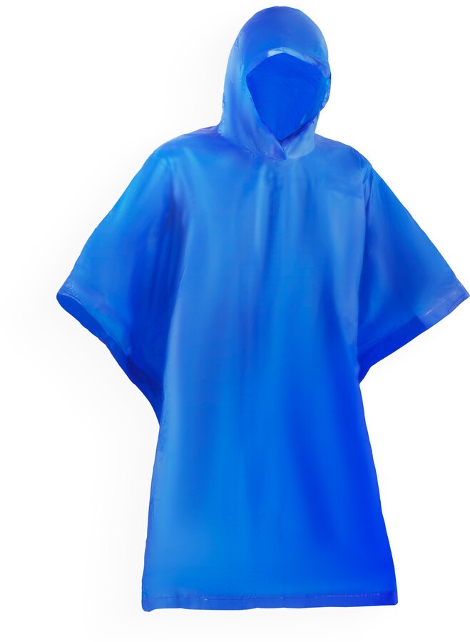 Poncho impermeable pliable avec capuche et ouverture pour les bras finition thermosoudee et fermeture laterale avec