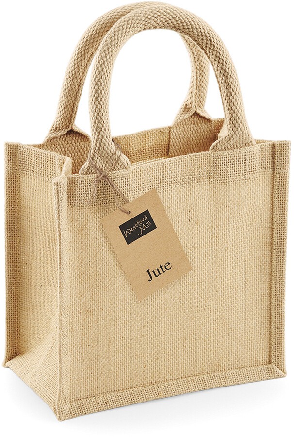 Mini sac en toile de jute poignees en coton