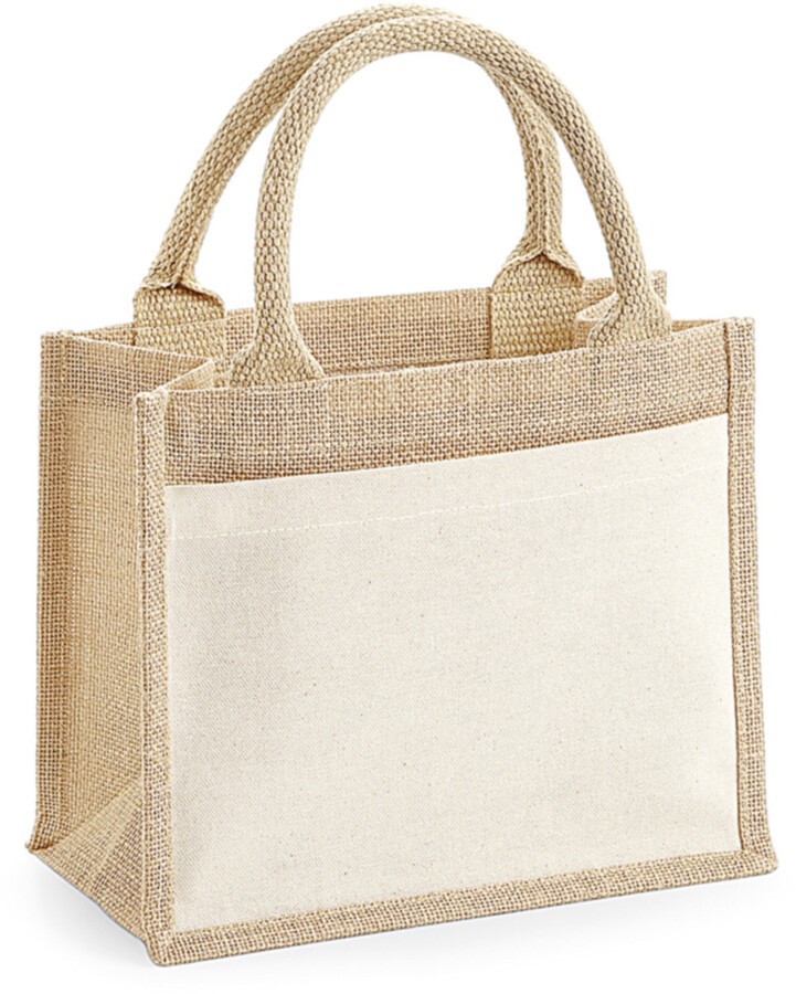 Petit sac en toile de jute avec poche avant en coton imprimable