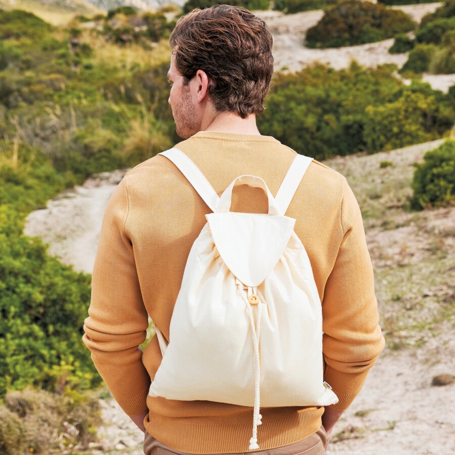 Sac a dos en coton bio pour festivals bretelles reglables 170 g m