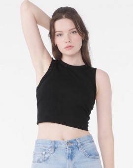 Débardeur crop-top femme coton et polyester, coupe ajustée et