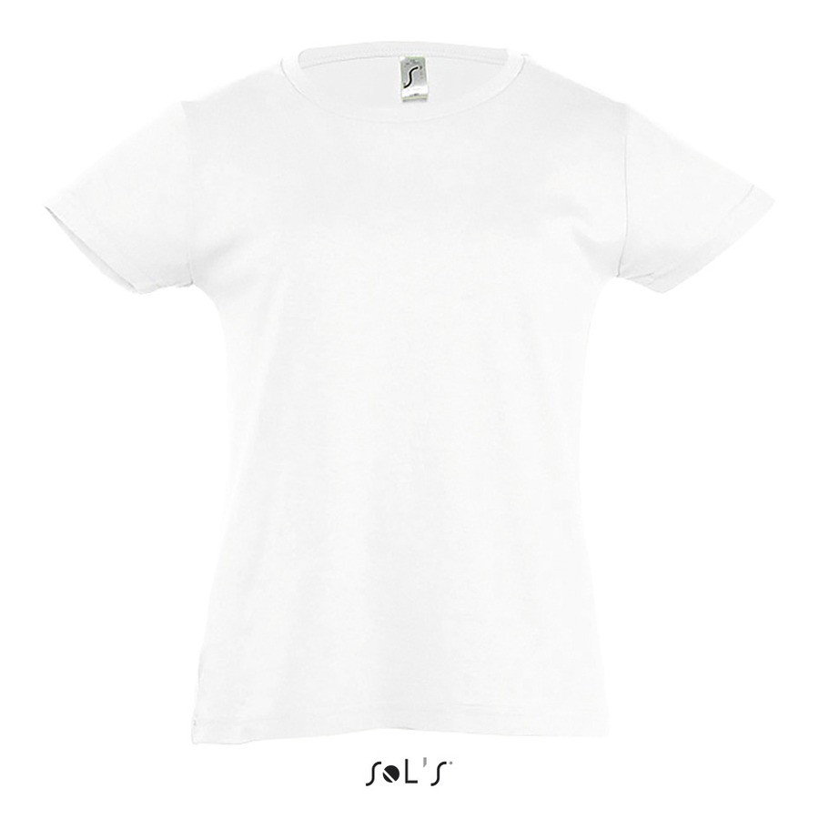 T shirt cintr pour petite fille col fin manches courtes 150 g m