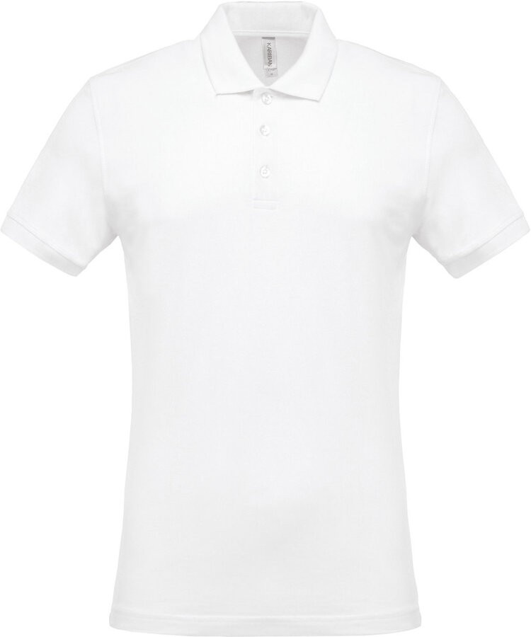 Polo homme en coton piqué manches courtes, coupe droite, 180 g/m²
