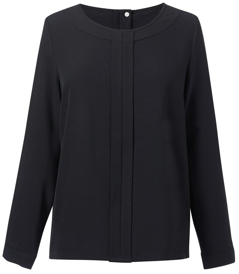 Blouse manches longues en crêpe de Chine pour femme