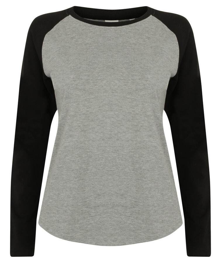 T shirt baseball manches longues pour femme en coton 140 g m