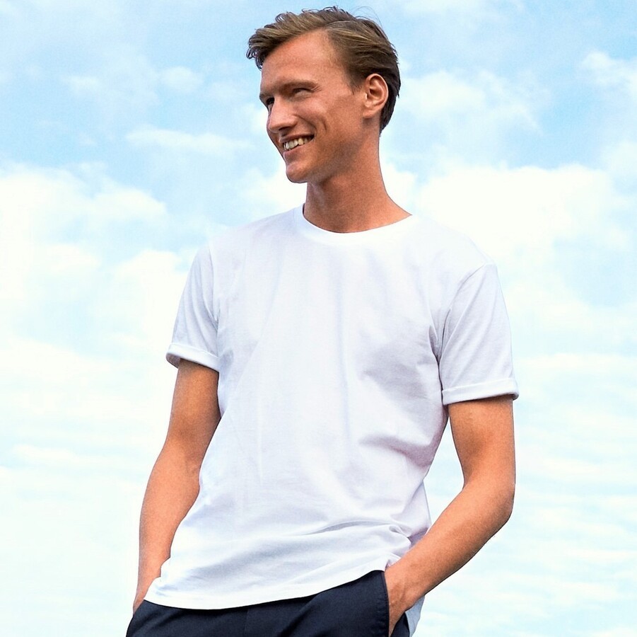 T shirt homme manches retroussees en coton BIO commerce equitable 155 g m