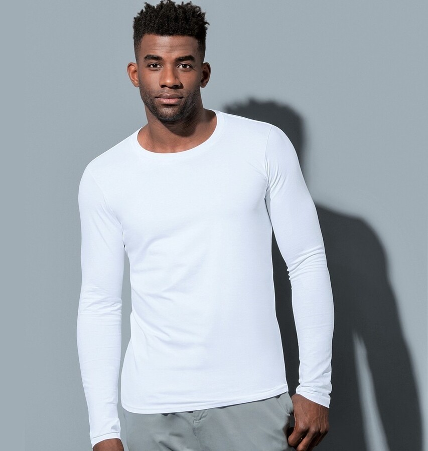 T shirt homme col rond manches longues pr s du corps NO LABEL 170